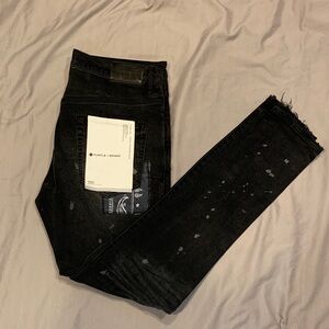 Purple Brand Bandanna Patch Pocket Slim Leg Distressed Black/Grey Jeans